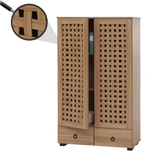 Brauner Wohnzimmerschrank mit 3D-Flechtmuster, Soft-Close, 138x80x36 cm.