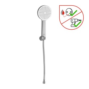 Verchromtes baliv Wannenbrause-Set WBS-150.10 mit Brauseschlauch und Wandhalterung.