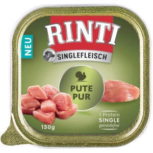 Rinti Singlefleisch Pute, 150g Hunde-Nassfutter für sensible Hunde.