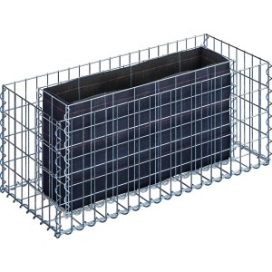 Gabiona Hochbeet, eckig, 40x100x40 cm, Maschenweite 5x10 cm. Drahtkorb für Steine mit Pflanzbereich.