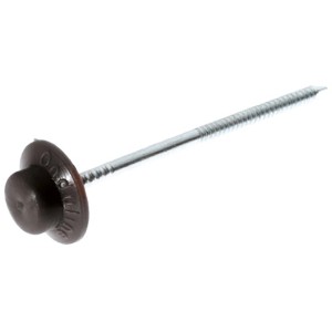 Onduline Nagel, schwarz, mit geriffeltem Schaft und großem Kopf für Bitumenwellplatten.