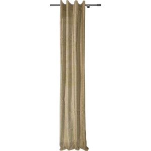 Blickdichter, sandfarbener Schlaufenschal mit Punktmuster, 300x135 cm, als Fensterdekoration.