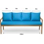 Blaues Setgarden Bankkissen-Set für 3-Sitzer Gartenbank, 170x60 cm + 4 Rückenkissen.