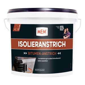 Eimer MEM Isolieranstrich 10 l, Bitumenanstrich für Mauerwerk und Beton im Außenbereich.