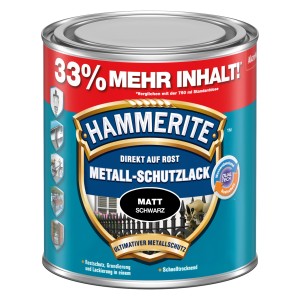 Hammerite Metall-Schutzlack Schwarz matt, 1 l Dose. Rostschutz, Grundierung und Lack in einem.
