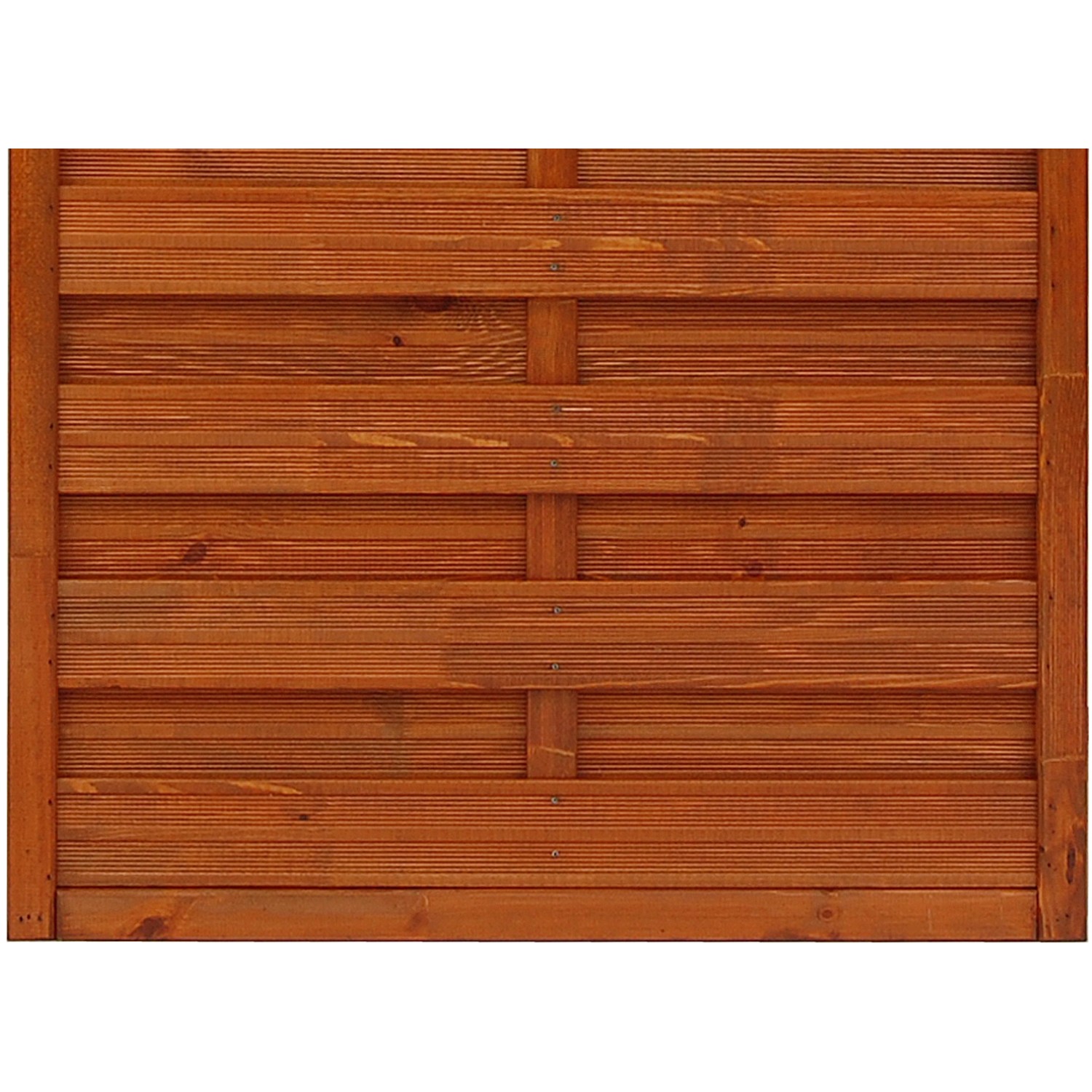 Sichtschutzzaun-Element Country, teakfarben lasiert, 180x120/90 cm, aus geriffelten Brettern.