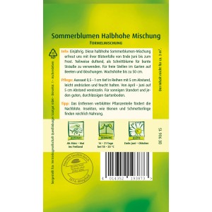 Quedlinburger Sommerblumen Halbhohe Mischung, ideal für farbenfrohe Beete und Rabatten.