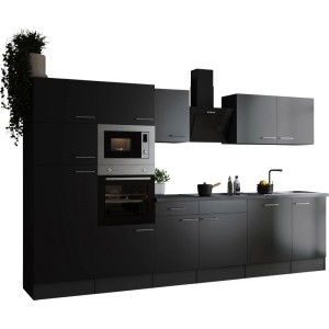 Respekta Küchenzeile Oliver 340 cm Schwarz