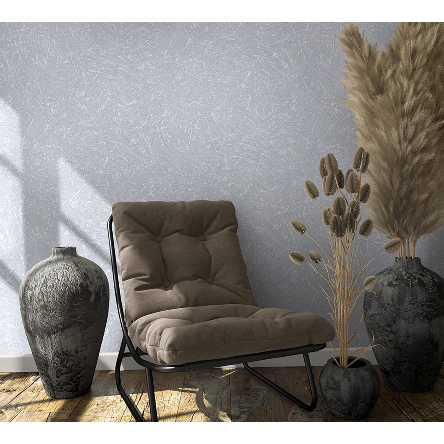 Marburg Vliestapete Loft Superior Grau mit Strukturmuster für moderne Raumgestaltung.