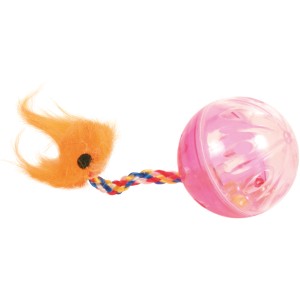 Jollypaw Rasselball-Set mit Spielschwanz, rosa Ball und orangefarbenem Schwanz, 2 Stück.