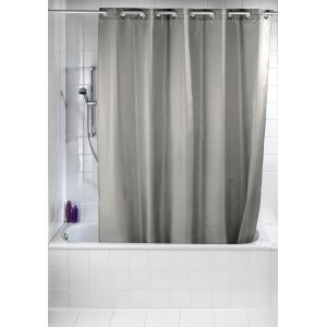 Grauer Wenko Duschvorhang Comfort Flex aus Polyester, 180x200 cm, mit Anti-Schimmel-Effekt.