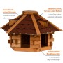Dobar Vogelhaus Blockhaus sechseckig aus Holz mit rotem Bitumendach. Robustes Futterhaus für Garten, Terrasse, Balkon.
