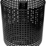 Schwarzer, runder Lienbacher Pelletsbrennkorb aus Metall für Kaminöfen.