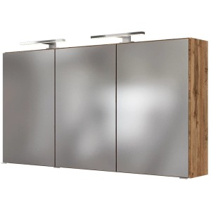 Held Möbel 3D-Spiegelschrank Bari 120 cm Wotaneiche