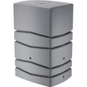 Graue Waterform Regentonne Aqua Tower, 450 l, eckig, mit Deckel. Regenspeicher für Garten.