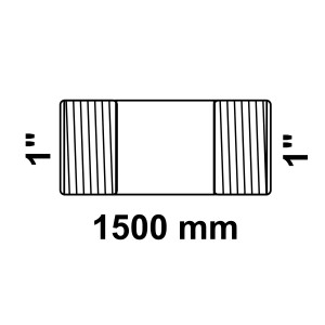 Abbildung eines verzinkten Kirchhoff Rohrdoppelnippels, 33,3 mm (1 AG) x 1.500 mm, für Temperguss-Fittings.