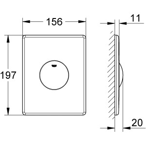 Grohe Skate Edelstahl Drückerplatte für WC, 1-Mengen-Betätigung, Maße 156x197mm.