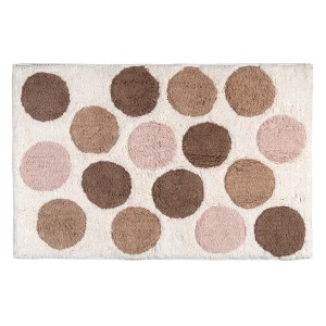 Wenko Badematte Tibet, 60x90 cm, mehrfarbig mit Punktmuster in Braun- und Rosatönen.