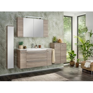 Fackelmann Badmöbel-Set Luxor Steinesche: Hängeschrank, Waschtischunterschrank, Spiegelschrank, Hochschrank.
