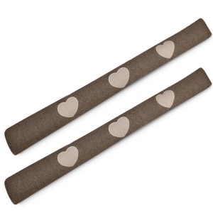 2er Set Beautissu Zugluftstopper Tuuli HR Braun, 90cm, mit Herz-Applikationen.