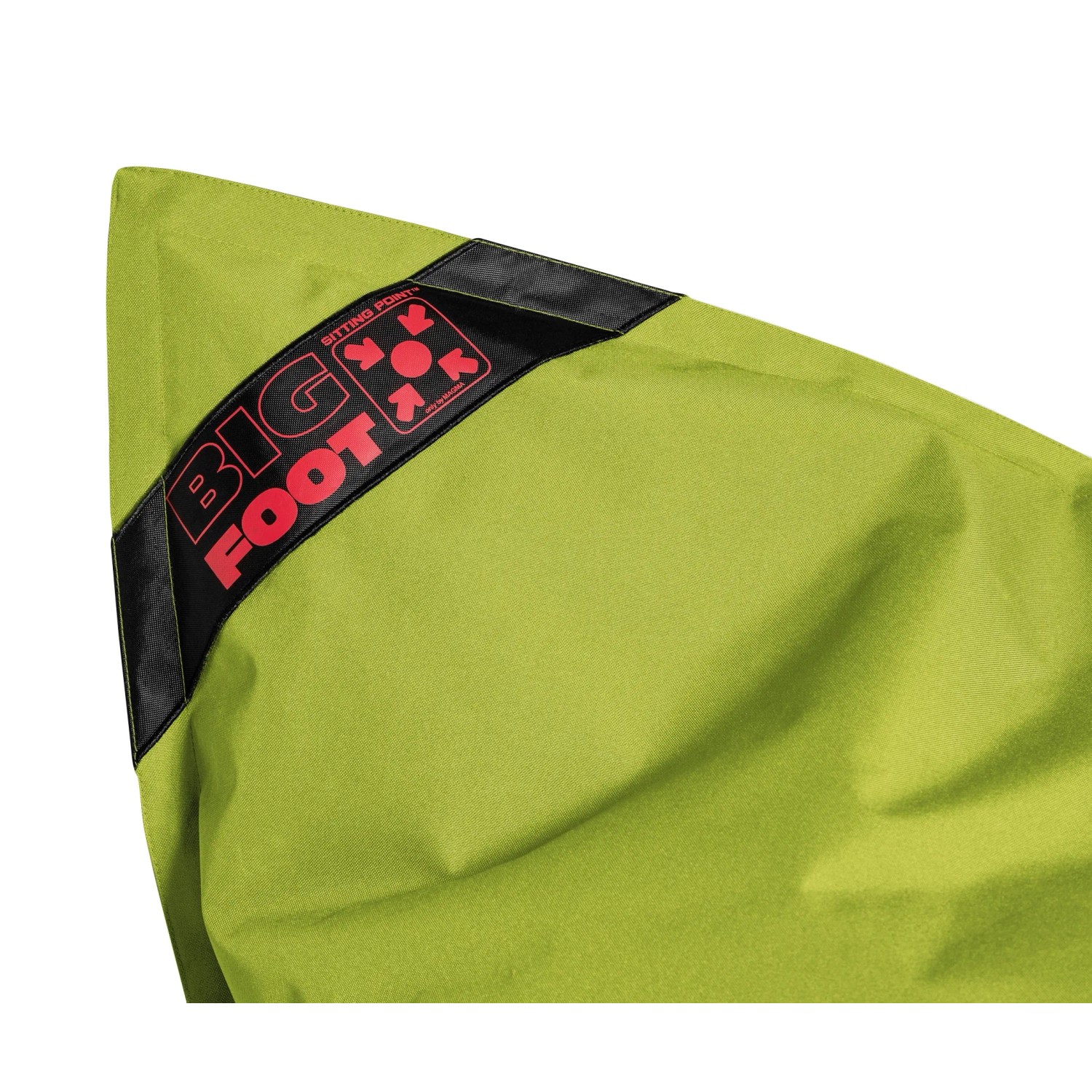 Detailansicht: Grüner Sitting Point Sitzsack Big Foot Scuba mit Logo.
