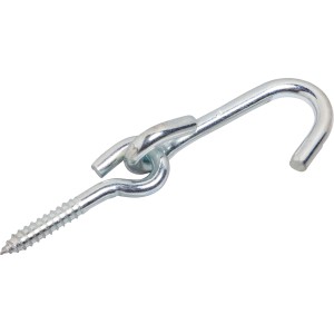Hängemattenhaken (Ø 9,7 mm) aus verzinktem Stahl für die Befestigung in Holz.