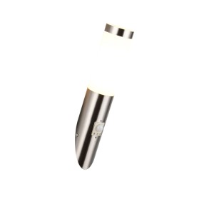 Moderne Trio LED-Außenwandleuchte Trioto in Nickel matt mit Bewegungsmelder.