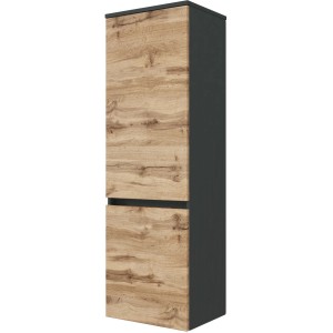 Held Möbel Midischrank Bari, 40 cm, Wotaneiche/Graphitgrau, Bad-Hängeschrank mit zwei Türen.