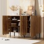 okwish Sideboard mit Wellentüren Wohnzimmer Flur Esszimmer 120x35x80cm Braun_4