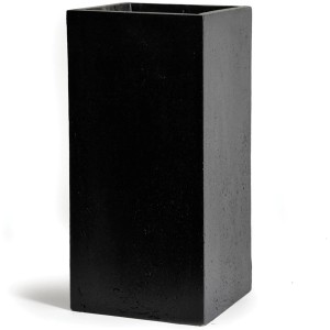 Anthrazitfarbener, quadratischer M Collections Pflanztopf Cubihi aus Clayfibre, 40x40 cm.