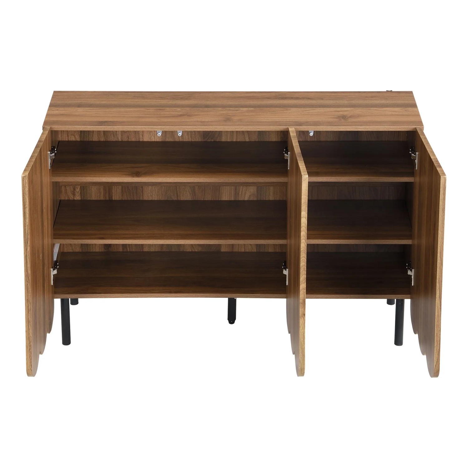 okwish Sideboard mit Wellentüren Wohnzimmer Flur Esszimmer 120x35x80cm Braun_7