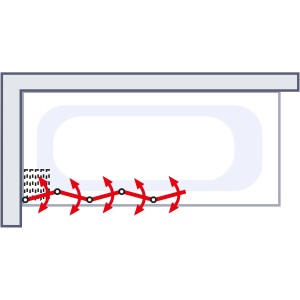 Schulte 5-teiliger Badewannenaufsatz Softline hell, schwenkbar dargestellt.