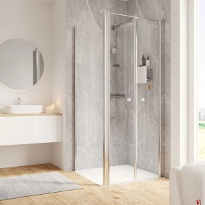 Schulte ExpressPlus Pendeltür mit Seitenwand, Chromoptik, 200x80 cm. Duschtür für barrierefreies Bad.