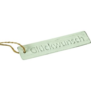 Videx Garden Geschenkanhänger „Glückwunsch“ aus Metall in Altweiß mit Kordel.