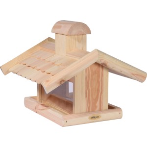 Dobar Vogelhaus mit Futter-Silo aus Kiefernholz, 38x38x30cm.