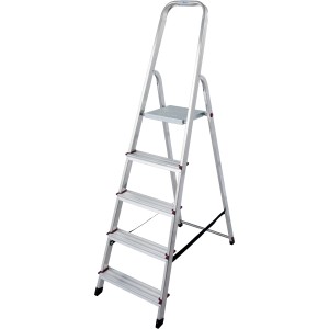 Krause Corda Stehleiter mit 5 Stufen und Plattform aus Aluminium, ideal für Arbeiten im Innenbereich.