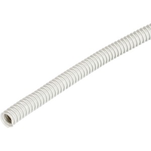 Helles, flexibles Isolierrohr EN 20, Länge 25 m, für die Aufputzmontage.