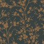Marburg Vliestapete Ivy Nov Floral Gold: Dekorative Tapete mit floralem Muster in Gold auf dunklem Grund.