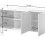 Selsey Bemmi Sideboard Kaschmirgrau, 150 cm, 3 offene Türen, 6 Fächer, schwarze Metallbeine.