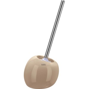 Beiger WC-Bürstenhalter von baliv aus Keramik mit Kugelform für das Badezimmer.