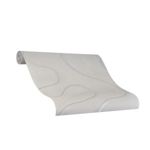 Colani Vliestapete Visions Welle Pearl-Beige, Rolle mit Wellenmuster in Beige und Grau.