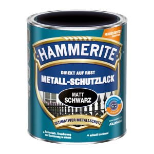 Dose Hammerite Metall-Schutzlack Schwarz matt, Rostschutz, Grundierung und Lack in einem.