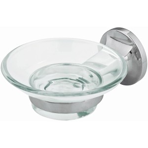 Spirella Seifenschale Lagune mit Wandhalterung aus Glas und Chrom.