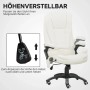 Cremeweißer Vinsetto Massagestuhl, Leinenimitat, zeigt Hebel zur Höhenverstellung für optimalen Sitzkomfort.