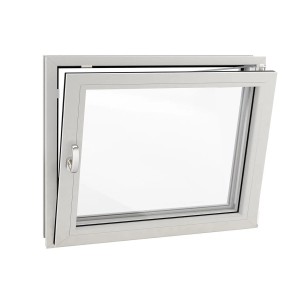 Weißes Kunststofffenster (80x40 cm) mit Dreh-Kipp-Funktion, DIN rechts.