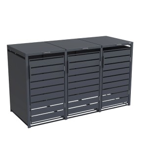 Weka Metall-Mülltonnenbox Gary für 3 Tonnen in Anthrazit, Ansicht von vorn.