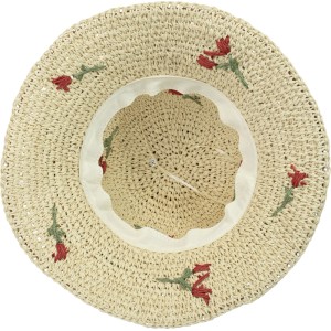 Strohhut Damen Beige Blumen Gr. 57