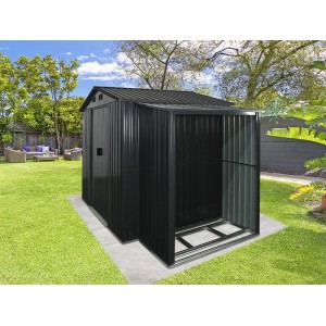 Floraworld Anbau-Kaminholzregal, anthrazitfarben, zur Lagerung von Kaminholz am Gartenhaus.