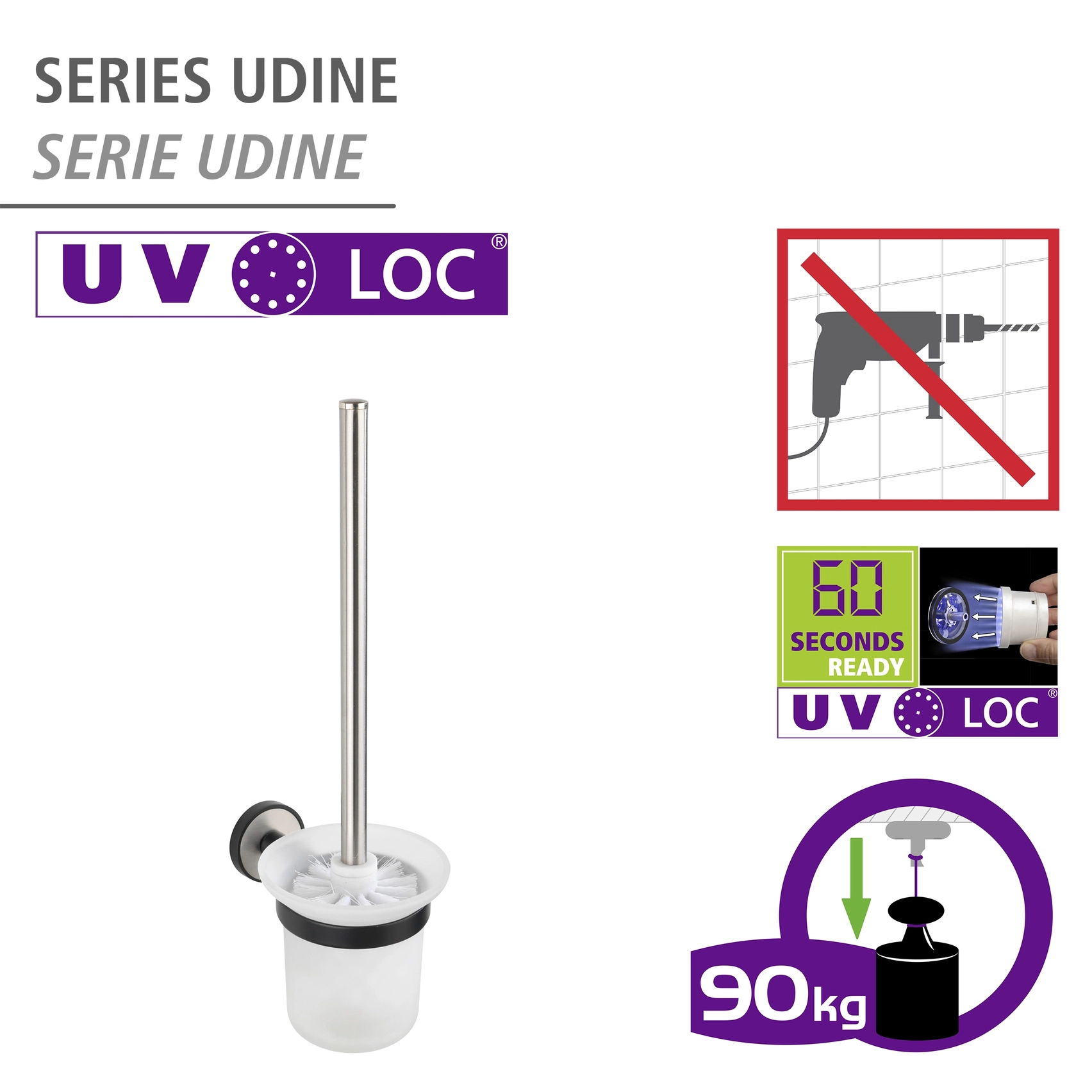 Wenko WC-Garnitur Udine UV-Loc® Silber Matt kaufen bei OBI