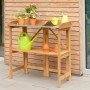 Kiehn-Holz Pflanztisch aus Kiefernholz, braun, mit Ablage und Pflanzen auf der Arbeitsfläche.